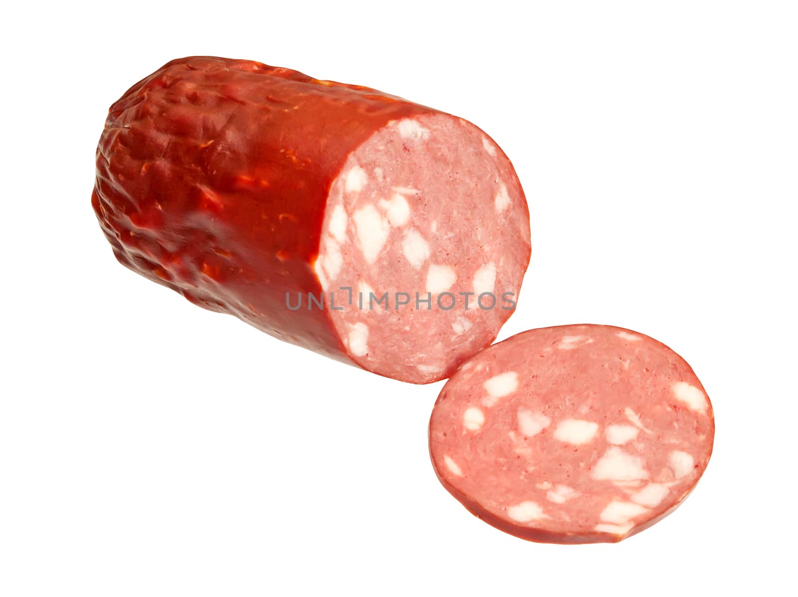 Smoked sausage isolated on white background
