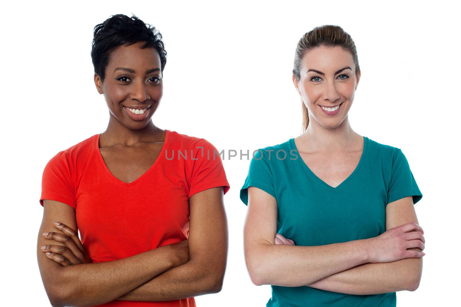 Two charming ladies posing with confidence