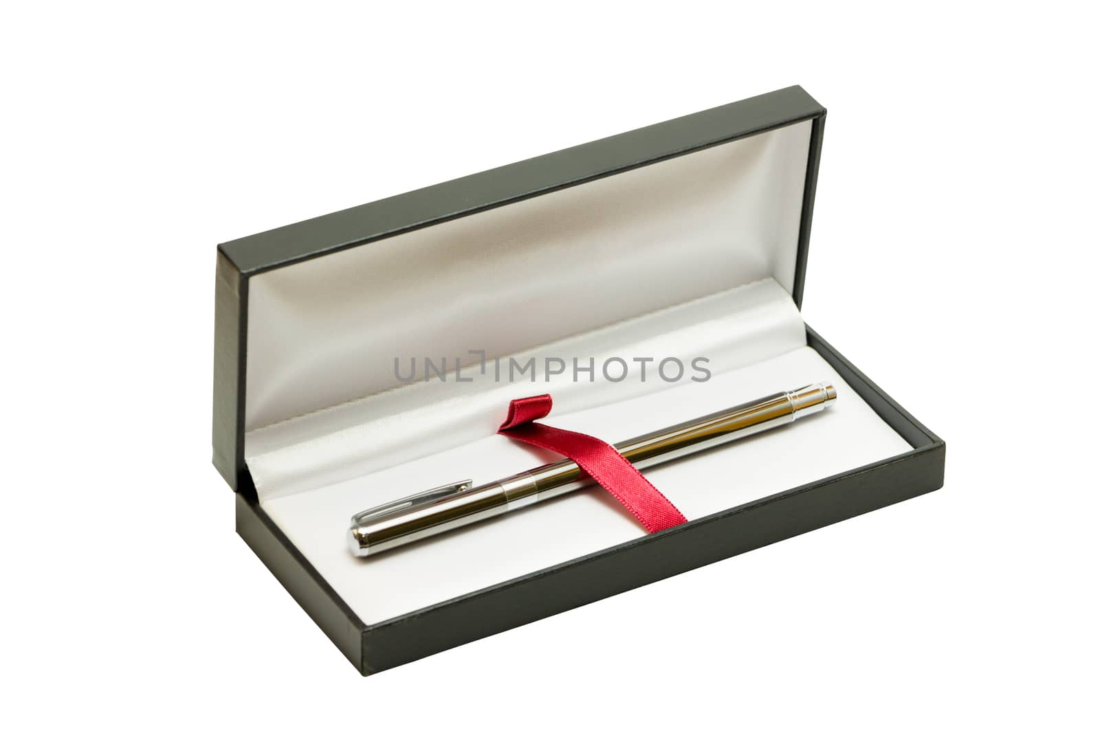 Pen in the box Isolate on white background.