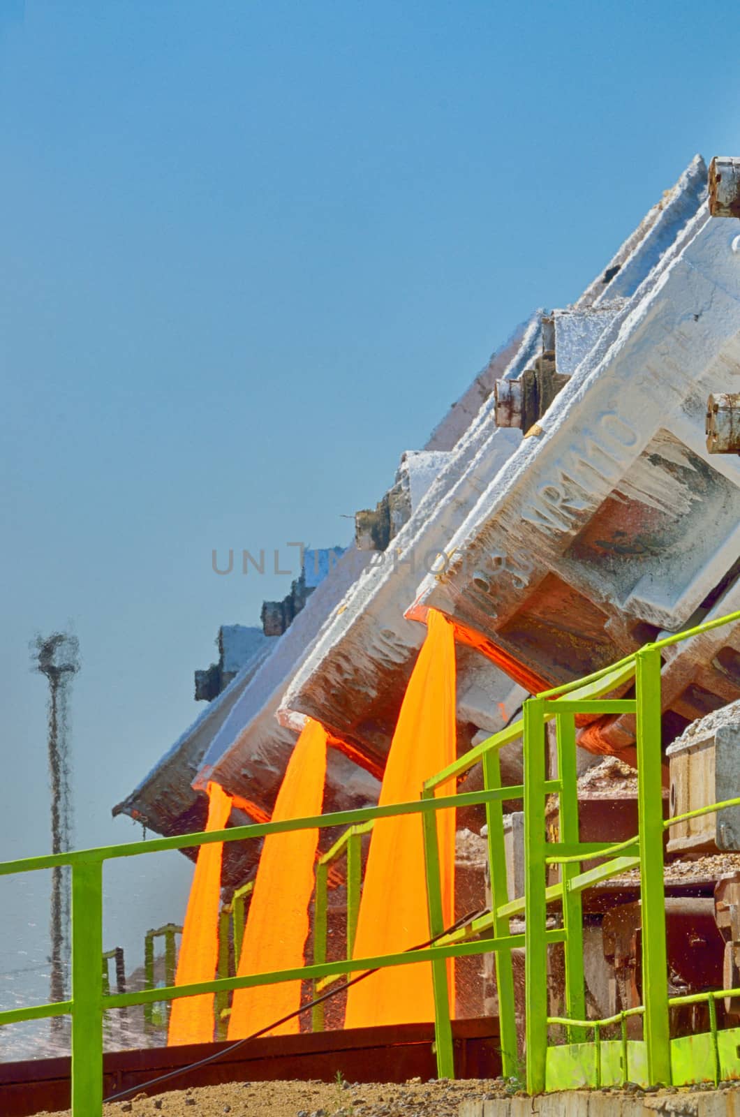 Steel buckets to transport the molten metal inside of plant