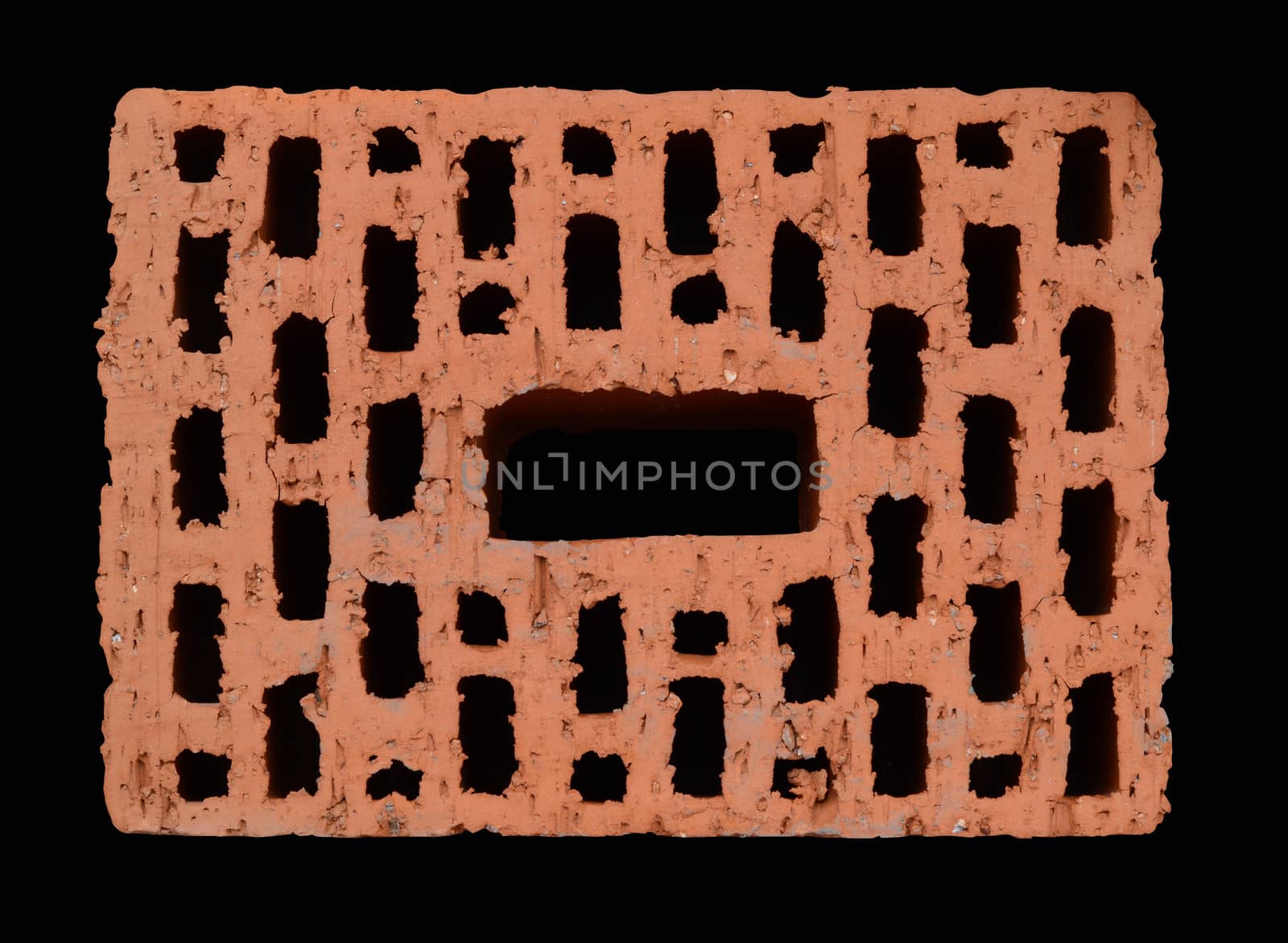 Isolated Red Brick On Black Background With Clipping Path