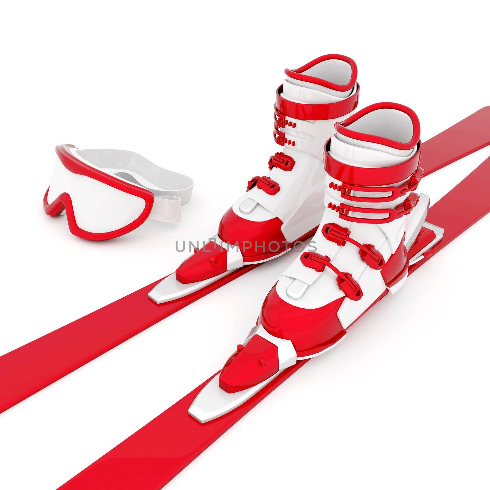 skiing isolated on a white background