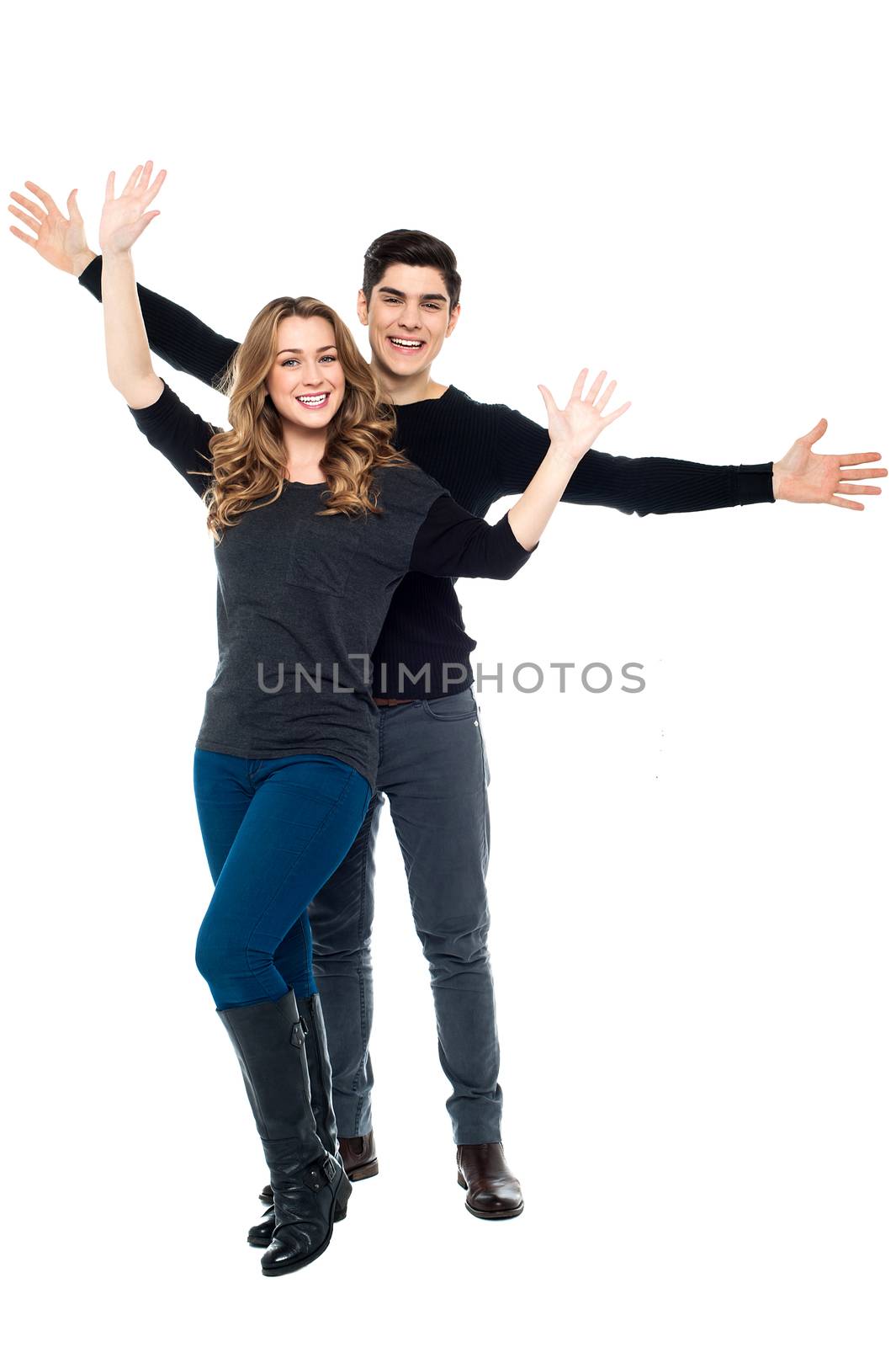 Charming love couple having fun together