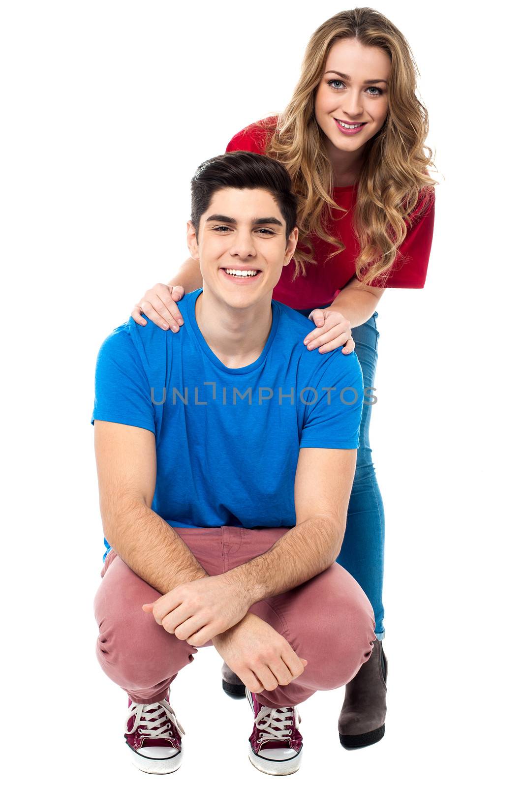 Studio shot of attractive young love couple