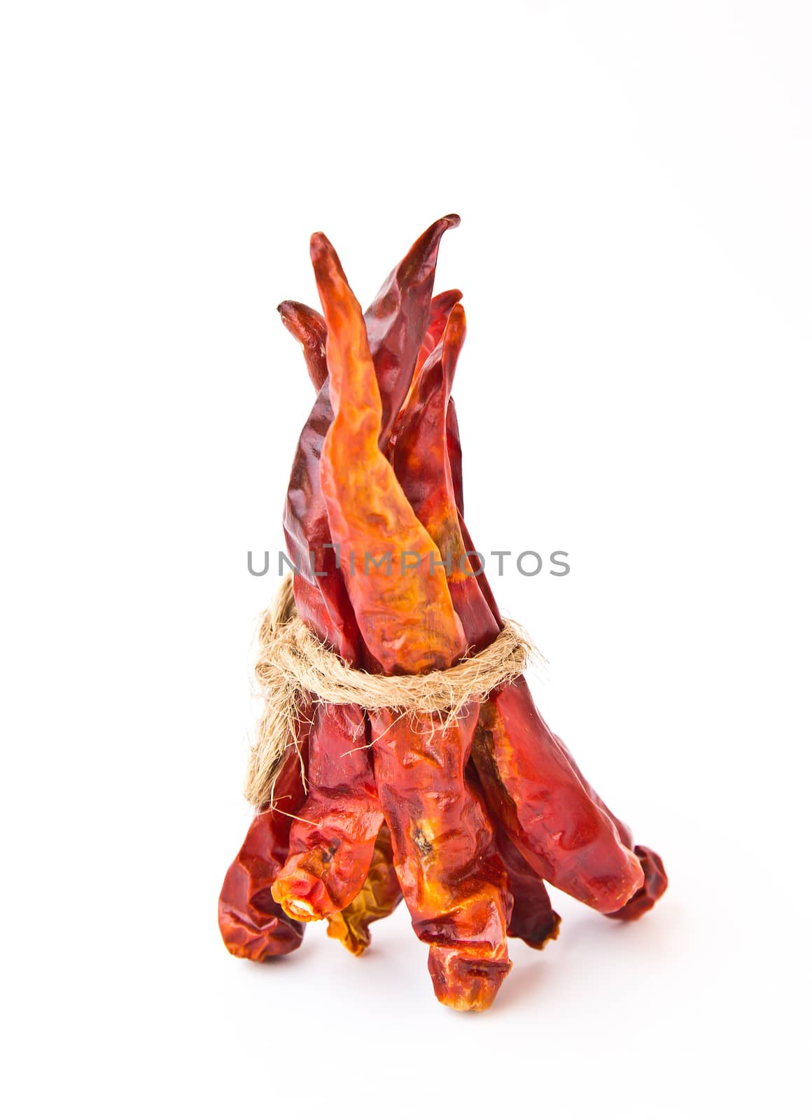 Dried chili peppers isolated  by den_rutchapong