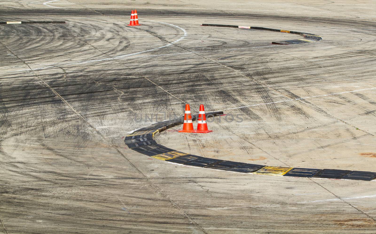 Background with tire marks on road track