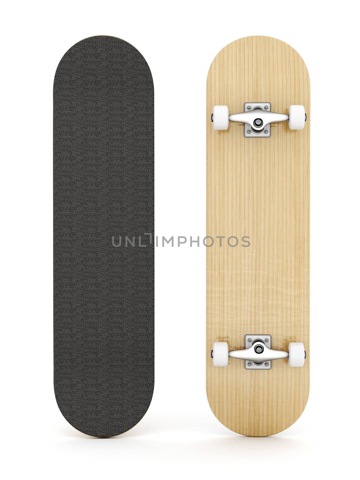 brand new skateboard, pictured on a white background