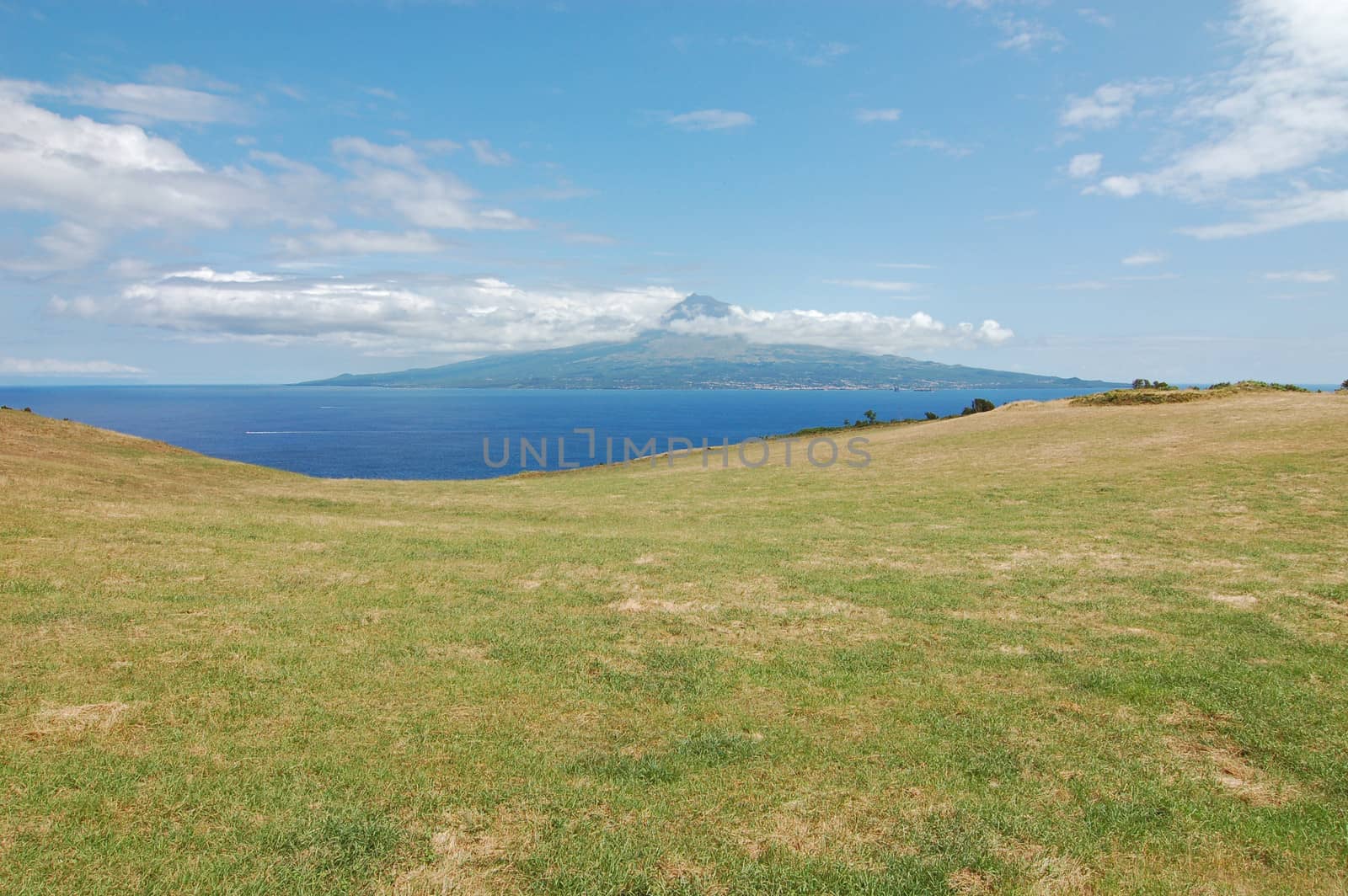 View of pico island from Faial island, Azores Portugal