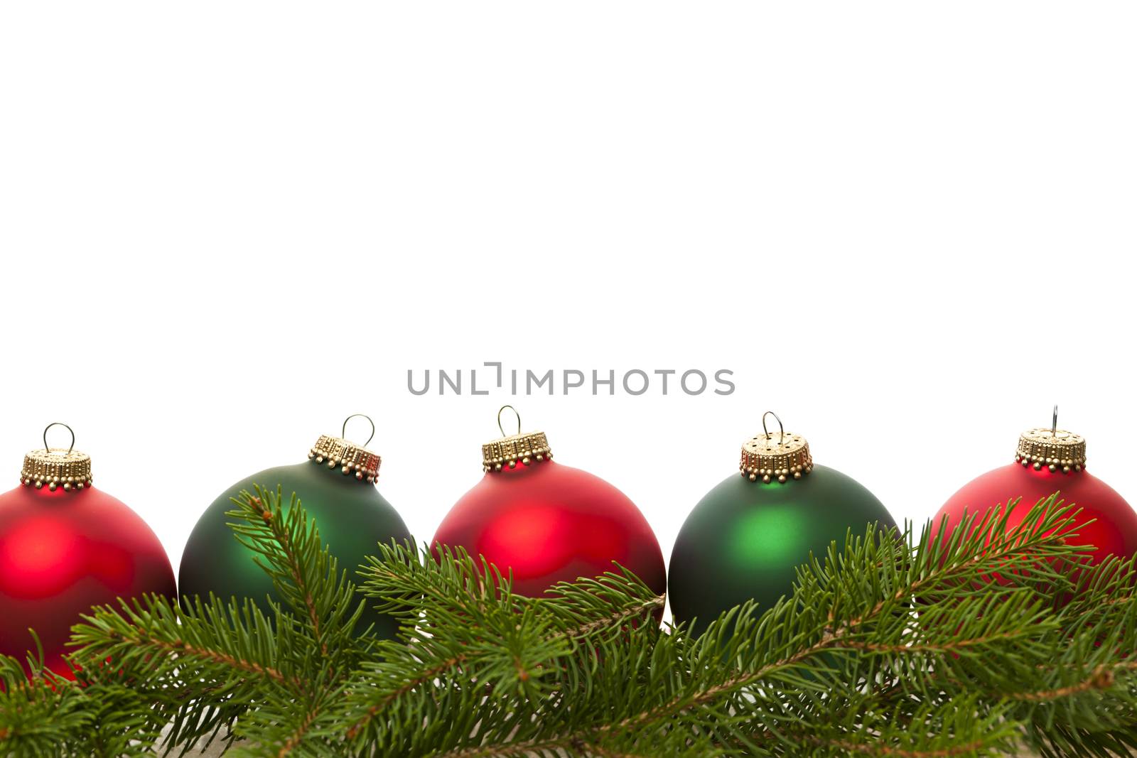 Border of green and red Christmas balls by elenathewise