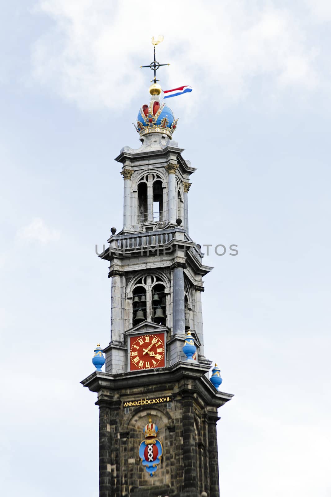 Tower from the Westerkerk in Amsterdam the Netherlands