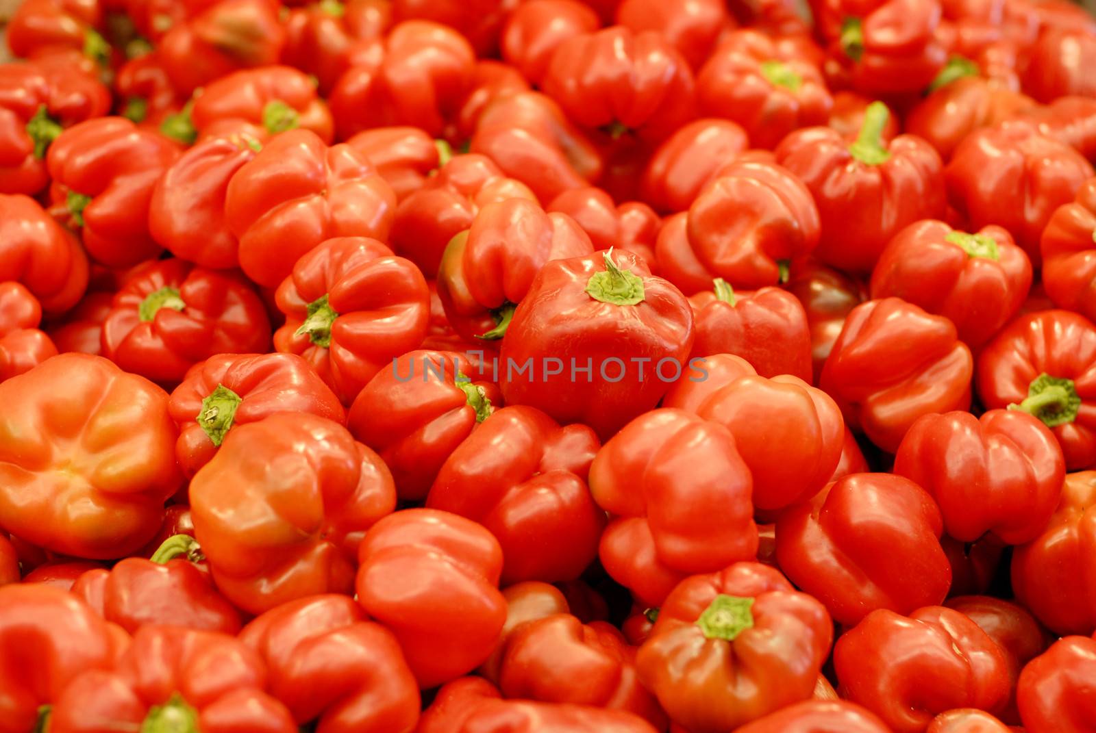 Fresh red paprika in market for sale
