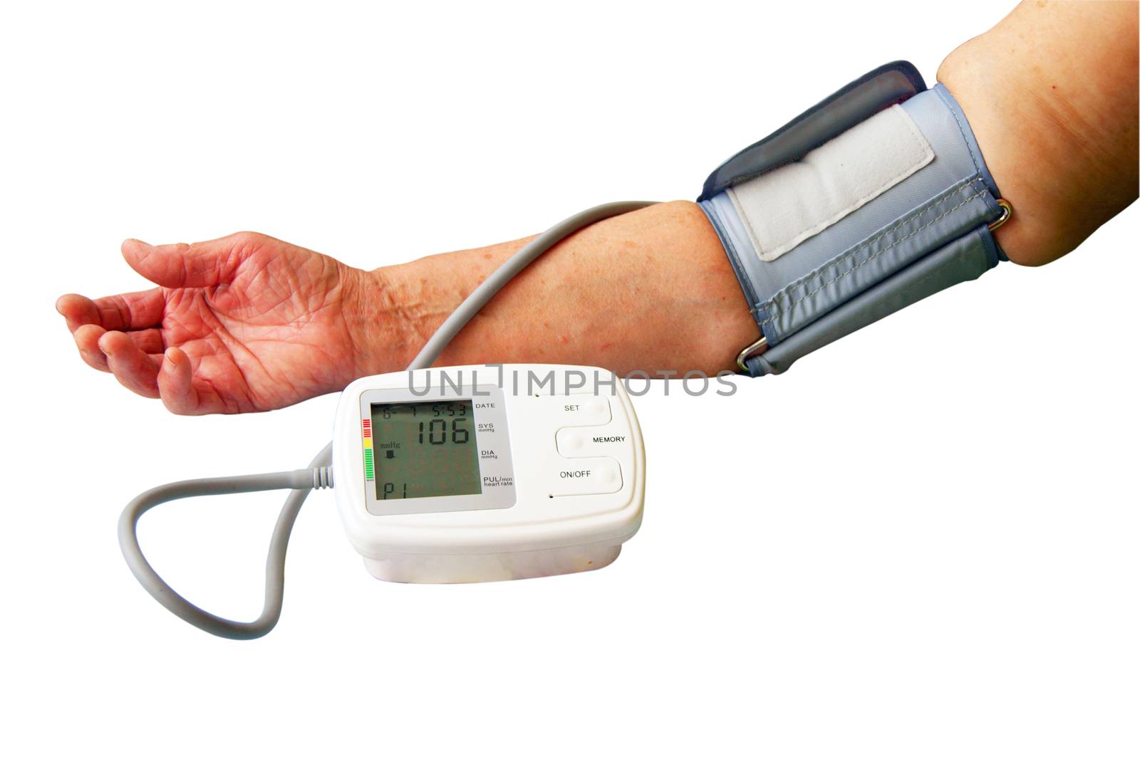 Physician measuring blood pressure to make a diagnosis