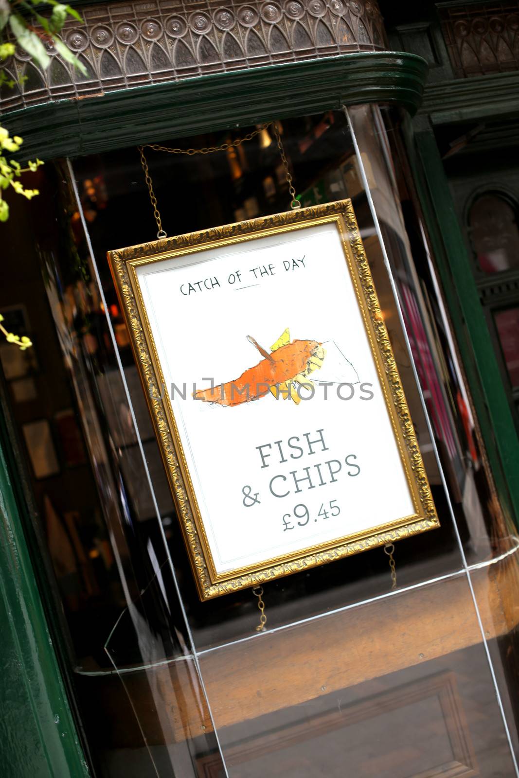 Fish and Chips Restaurant Sign Ganton Street London by Whiteboxmedia