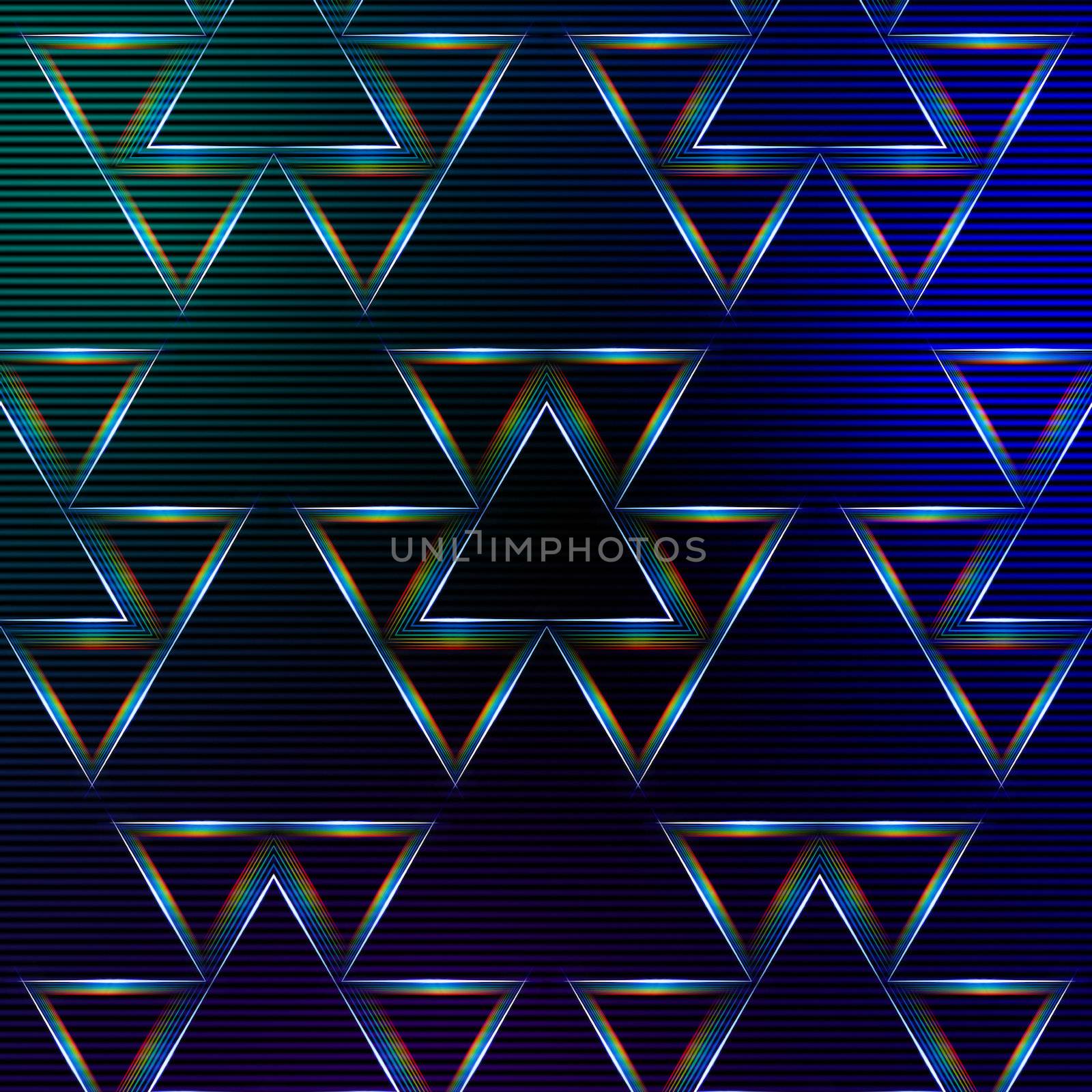 abstract blue background with shining multicolored triangles by marinini