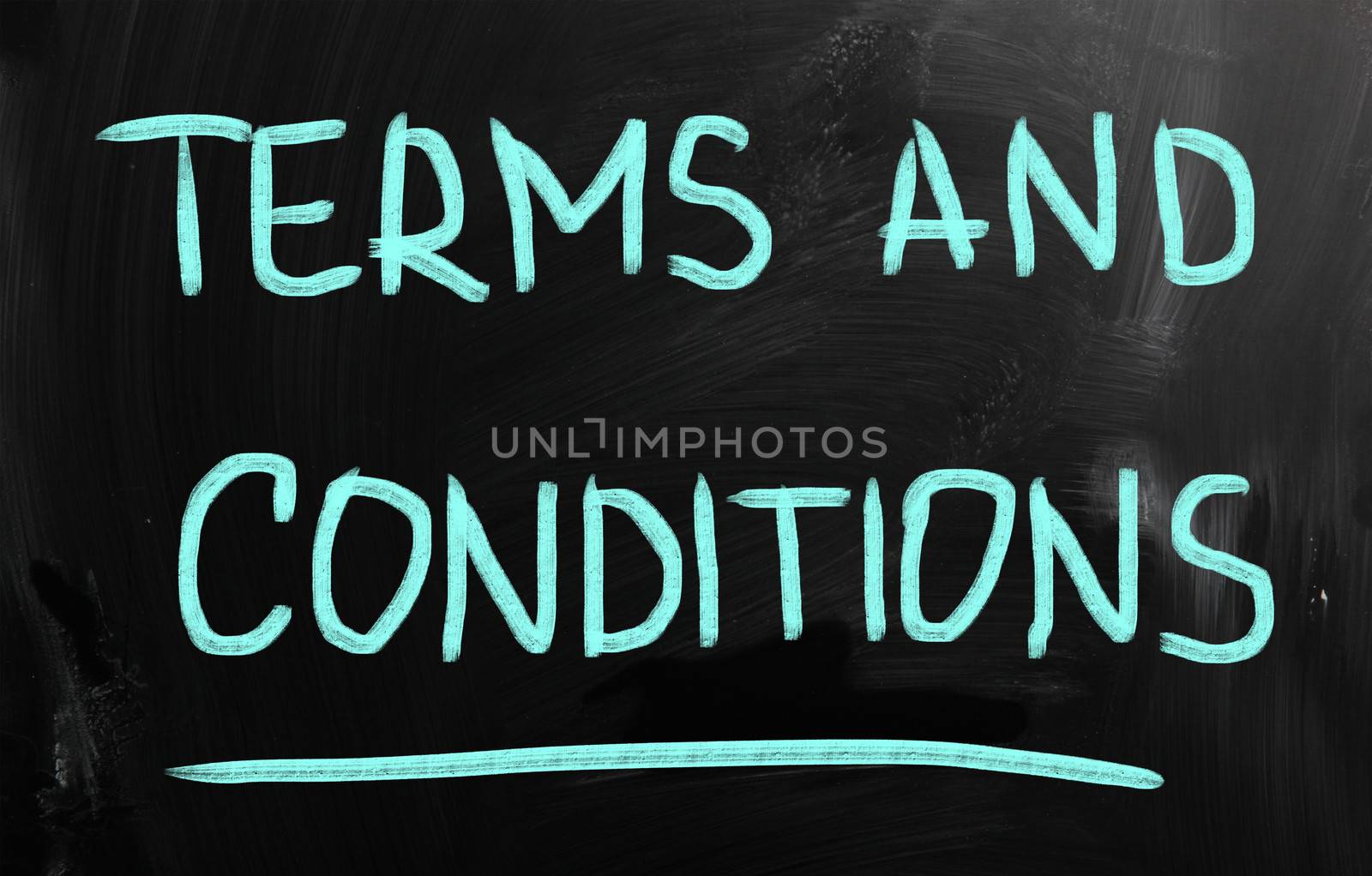 "Terms & Conditions" handwritten with chalk on a blackboard