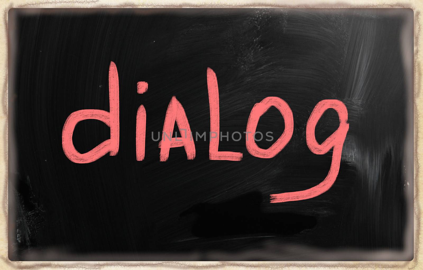 Dialog handwritten with chalk on a blackboard