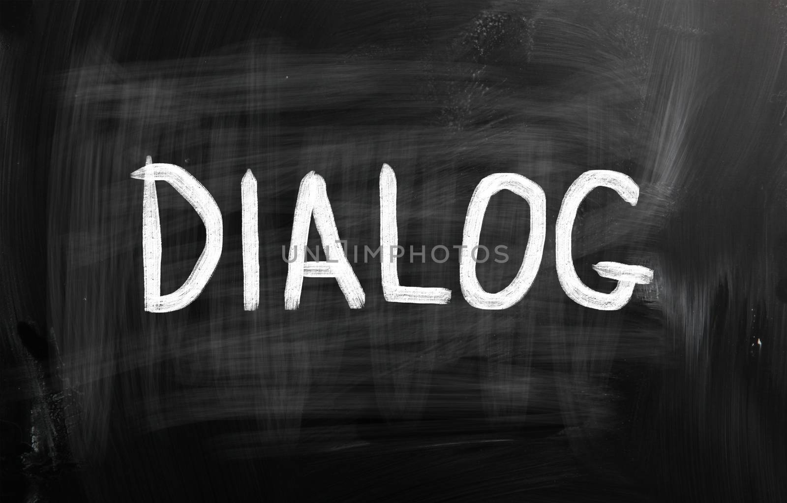 Dialog handwritten with chalk on a blackboard