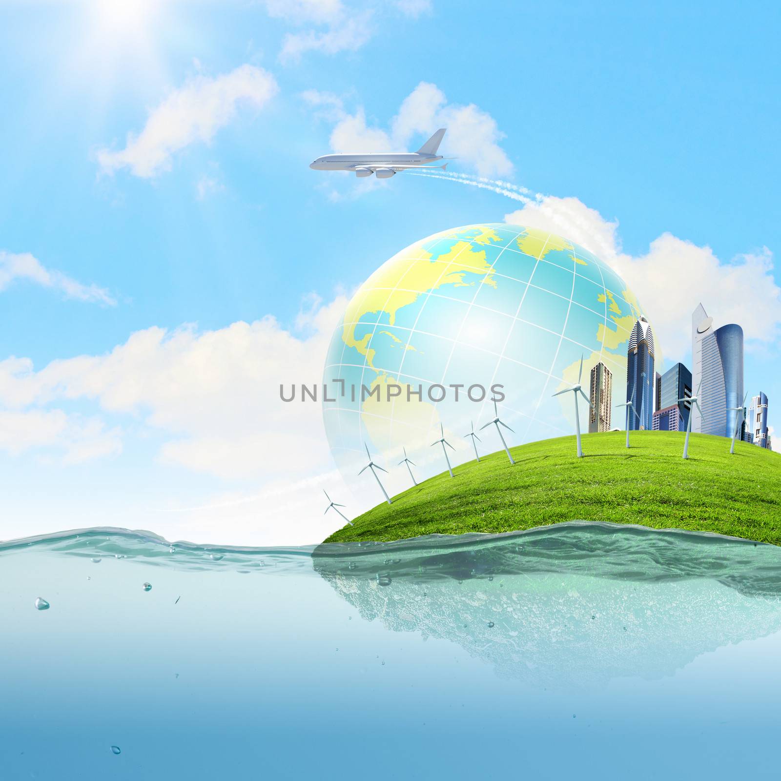 Earth planet in water by sergey_nivens