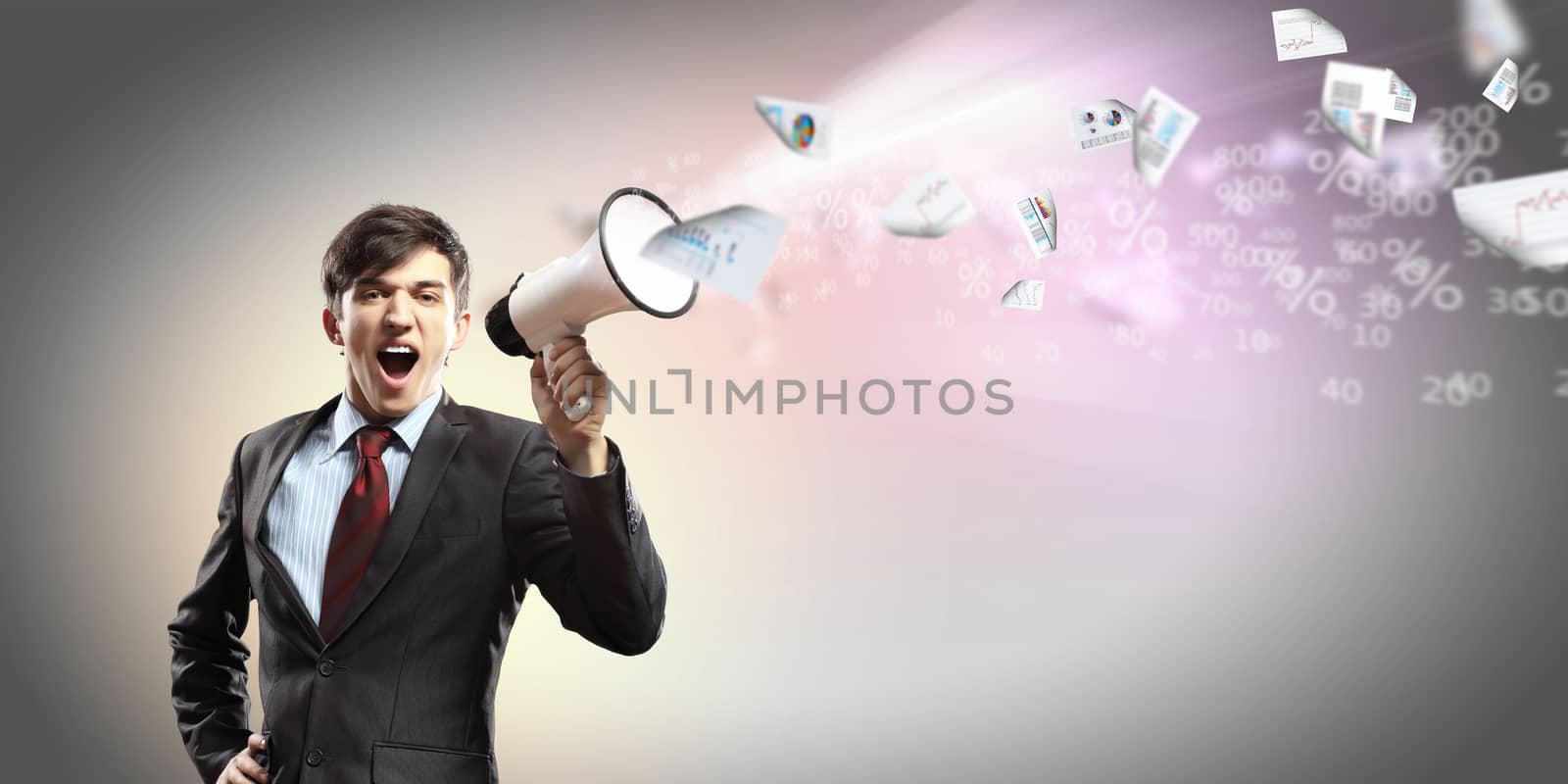 businessman with megaphone by sergey_nivens