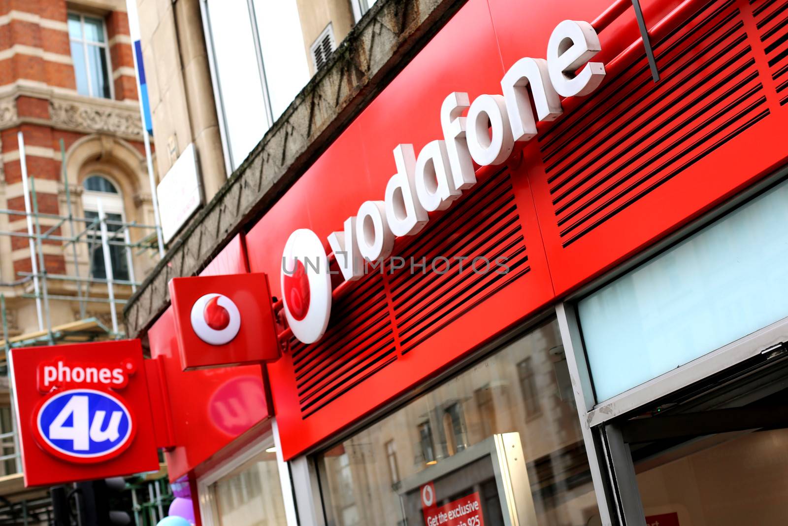 Vodafone Shop sign Oxford Street London by Whiteboxmedia