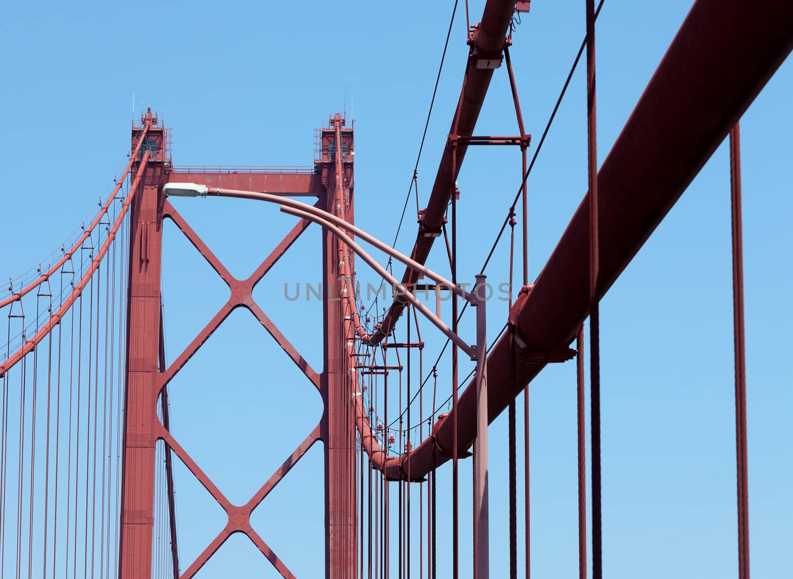 Fragment modern cable-stayed bridge on blue sky background
