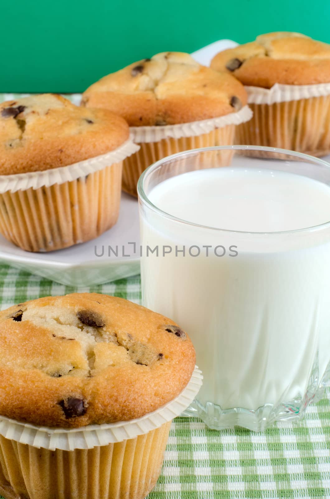 Fresh muffins on the table.