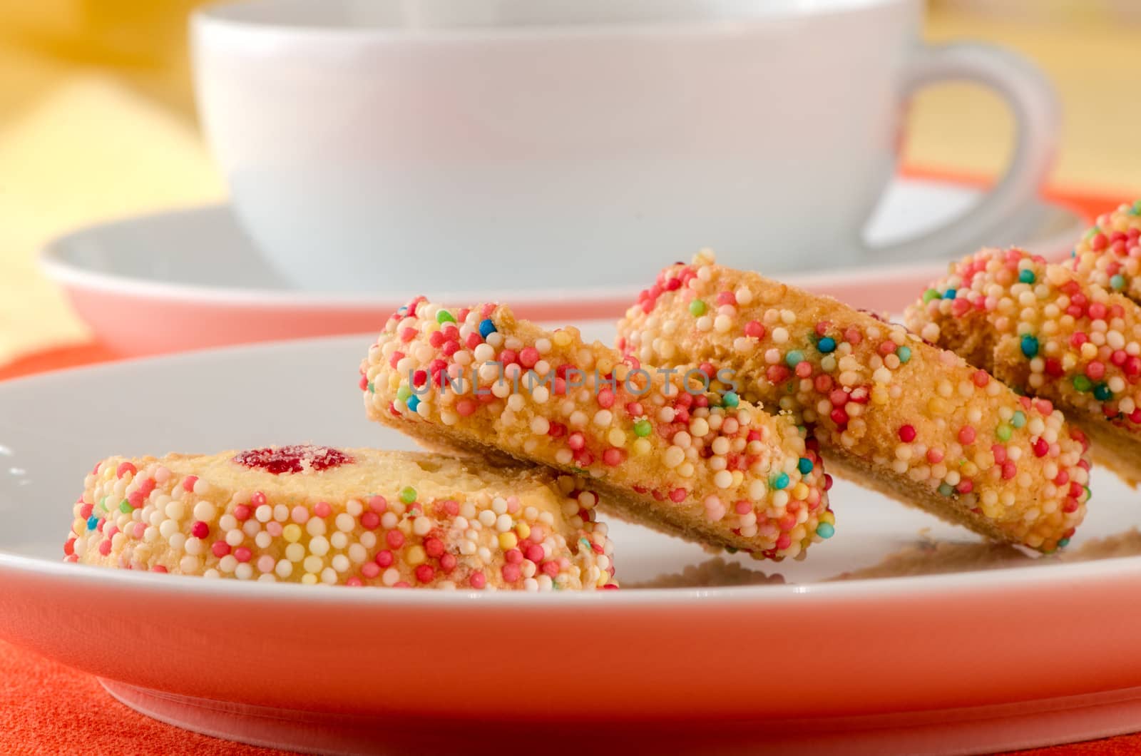 French multi-colored biscuits. Paris. France.