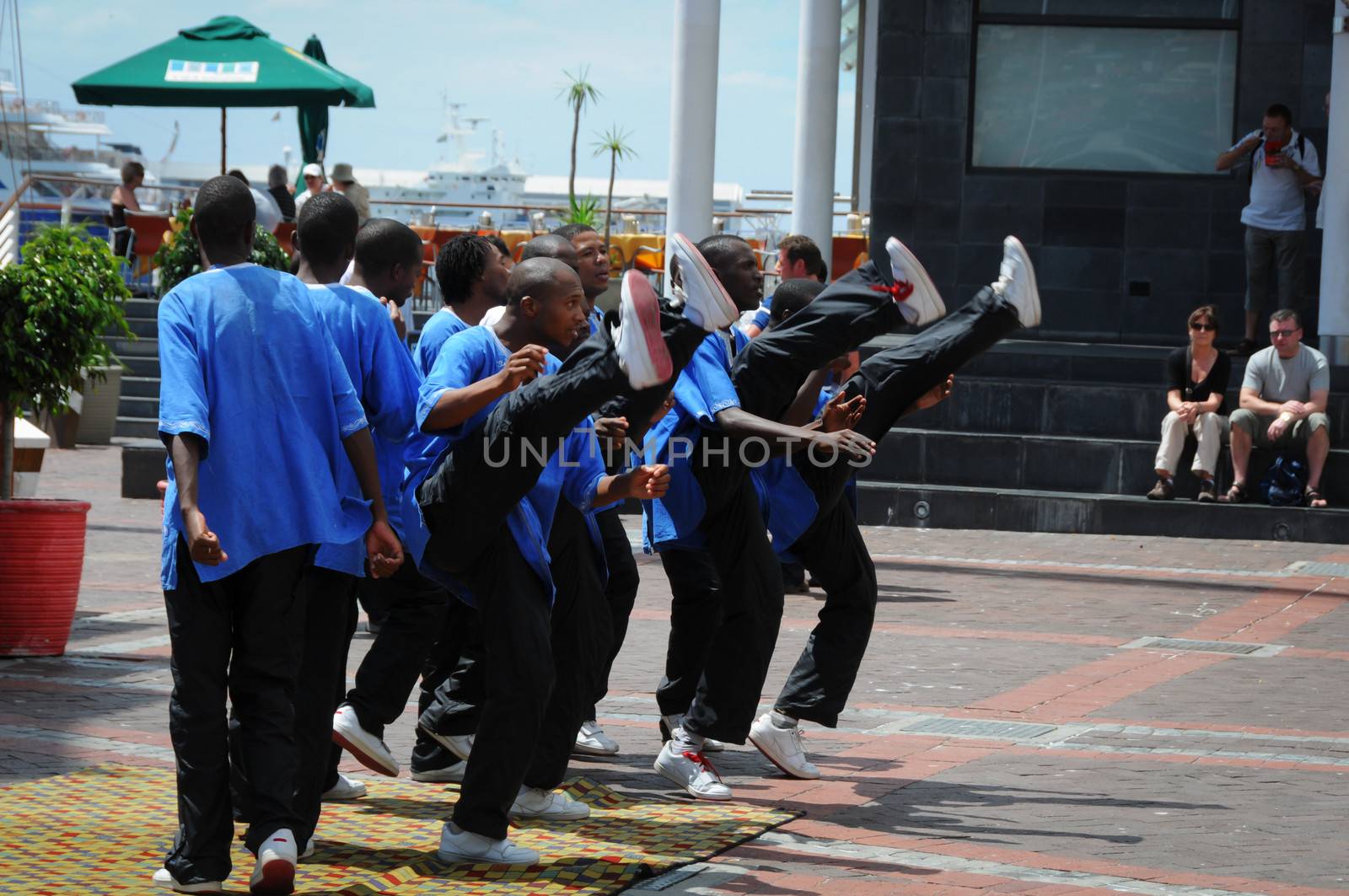 CAPE TOWN, SOUTH AFRICA - FEB 19: The Abonwabisi Brothers popular singing street band performs on the Waterfront on Feb 19, 2009 in Cape Town, South Africa. 