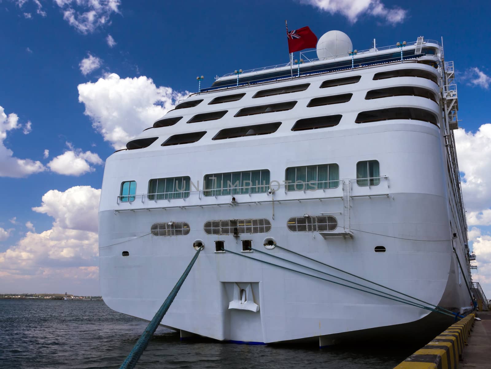 Big cruise ship anchored in Odessa port, Ukraine.