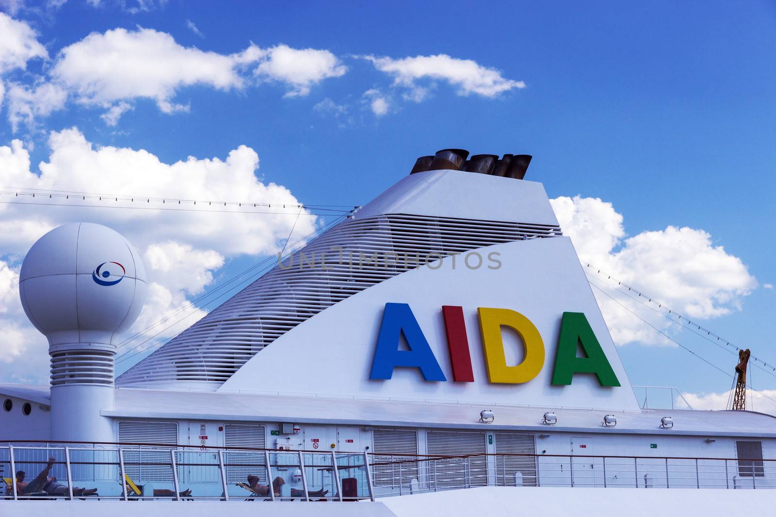 ODESSA, UKRAINE- JULY 22. Cruise ship Aida Aura came into the port of Odessa, Ukraine on July 22, 2013. Odessa is the cruise port of Ukraine.