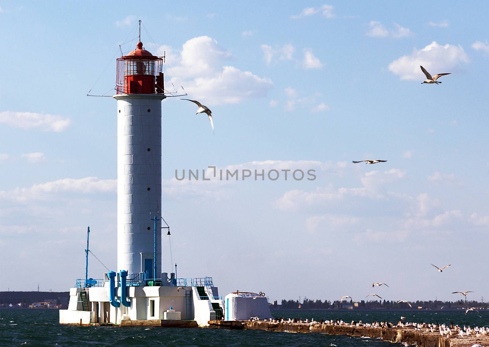 Vorontsov lighthouse in the harbor of Odessa, Ukraine