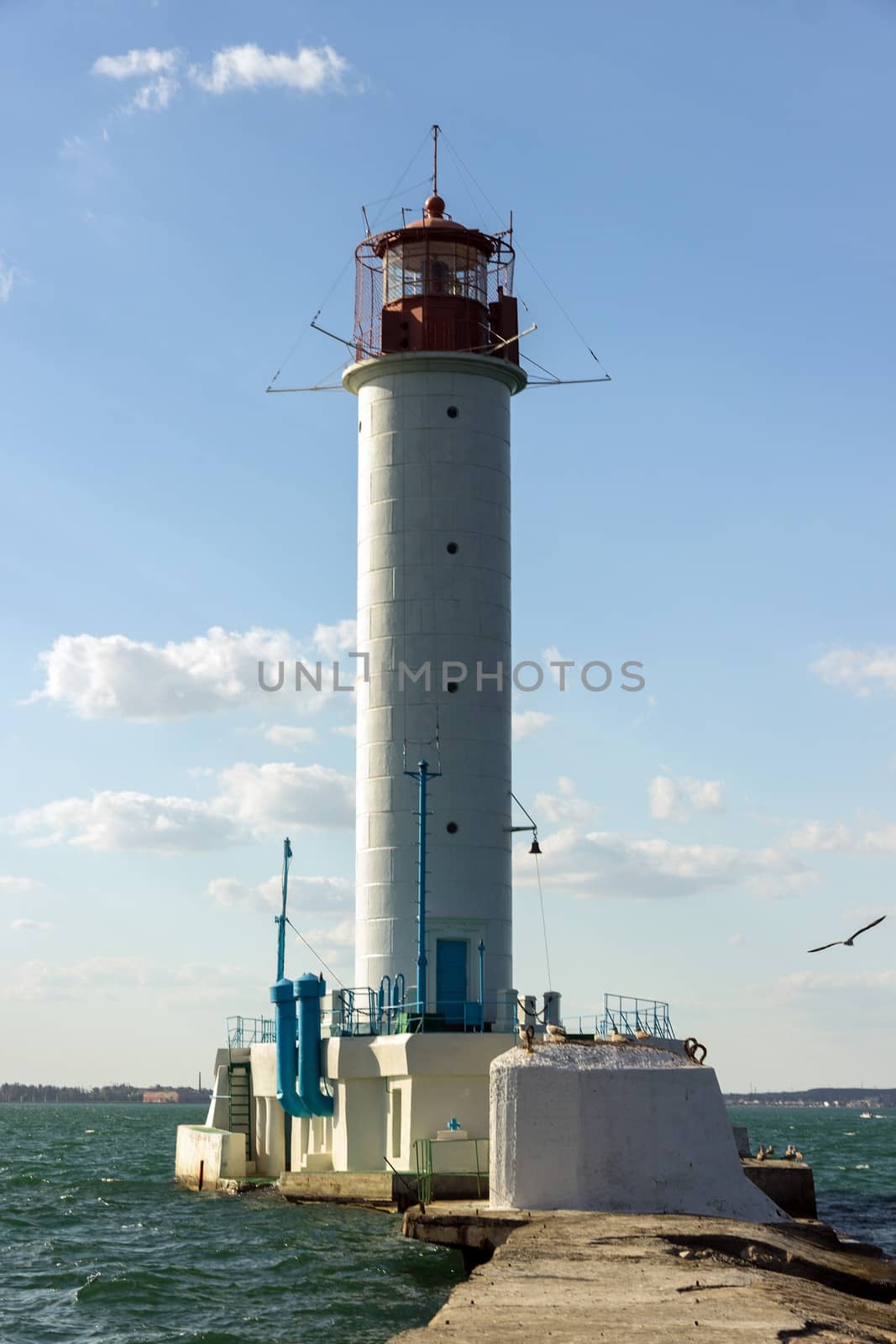 Vorontsov old lighthouse in the port black sea of Odessa, Ukraine.