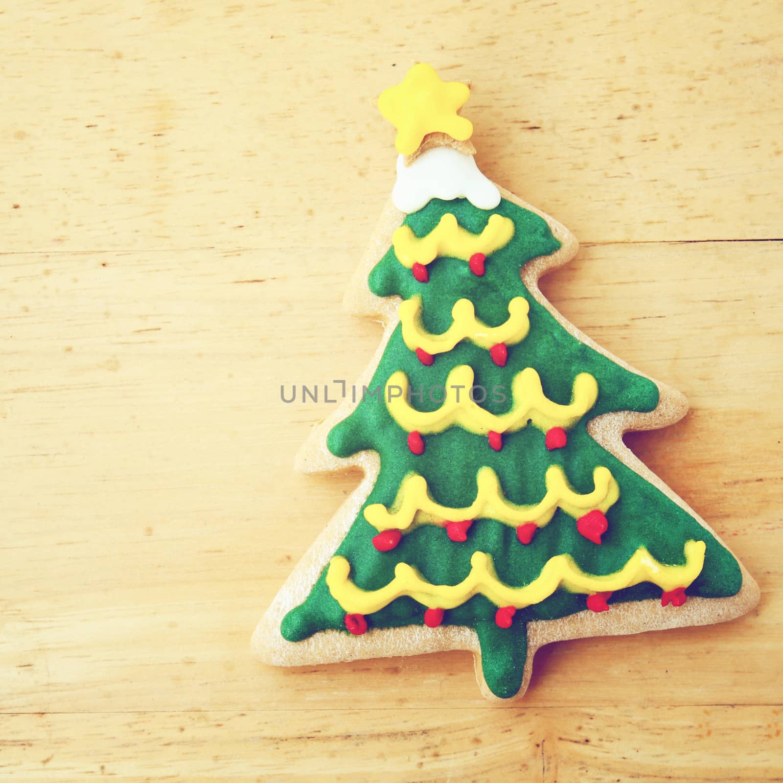 Decorated christmas gingerbread with retro filter effect by nuchylee