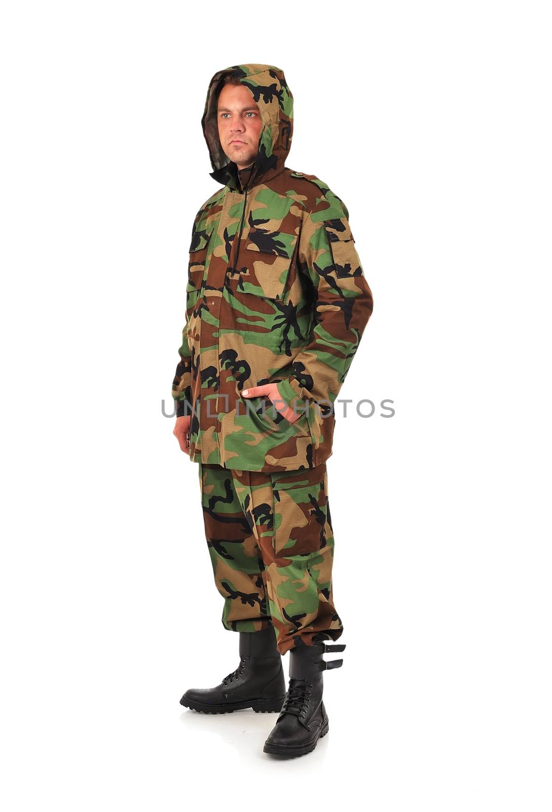 Military Man isolated on white