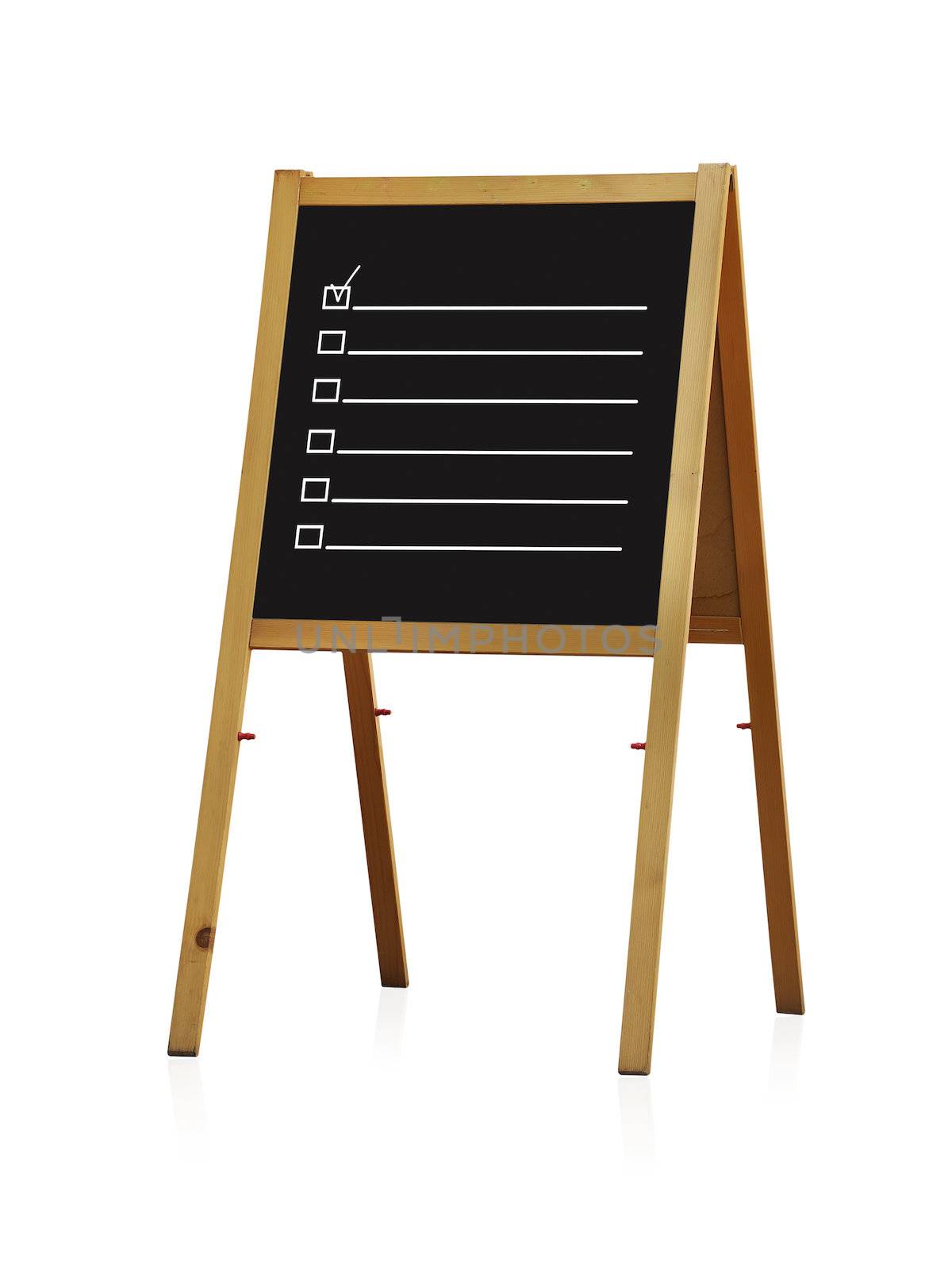 chalk board with checkbox on white background