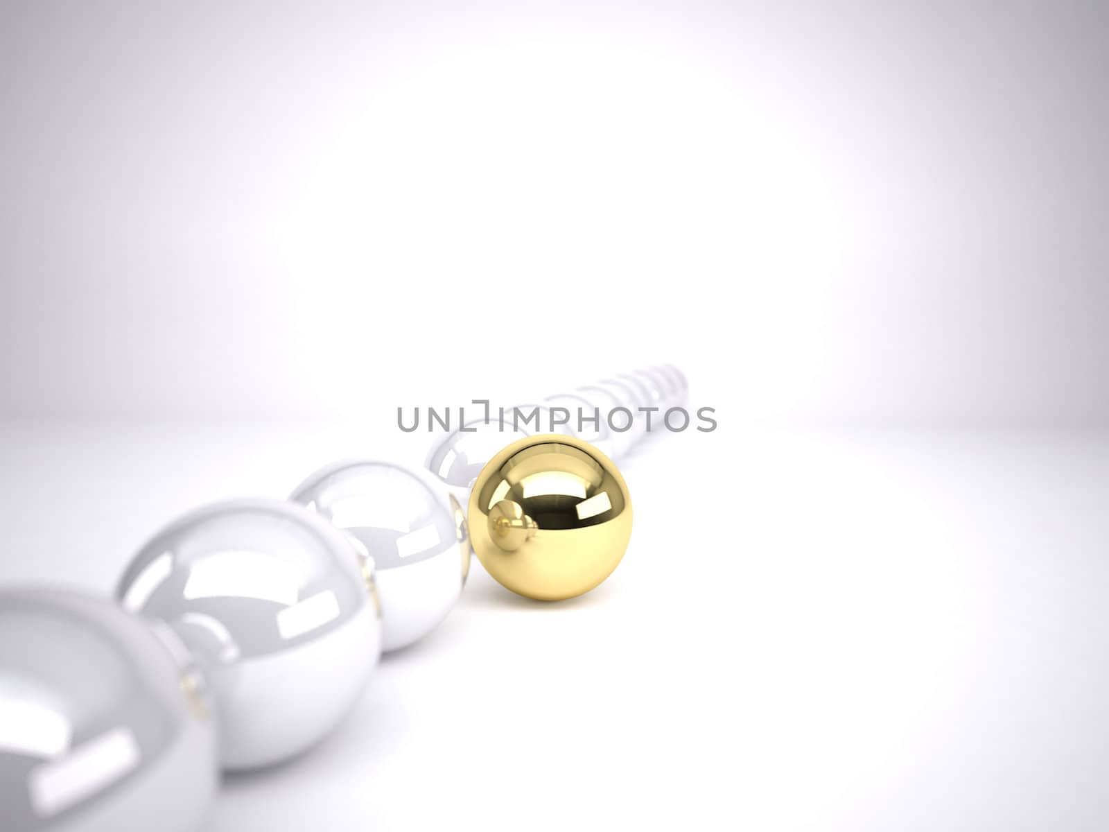 A gold ball in many silver balls concept of leadership