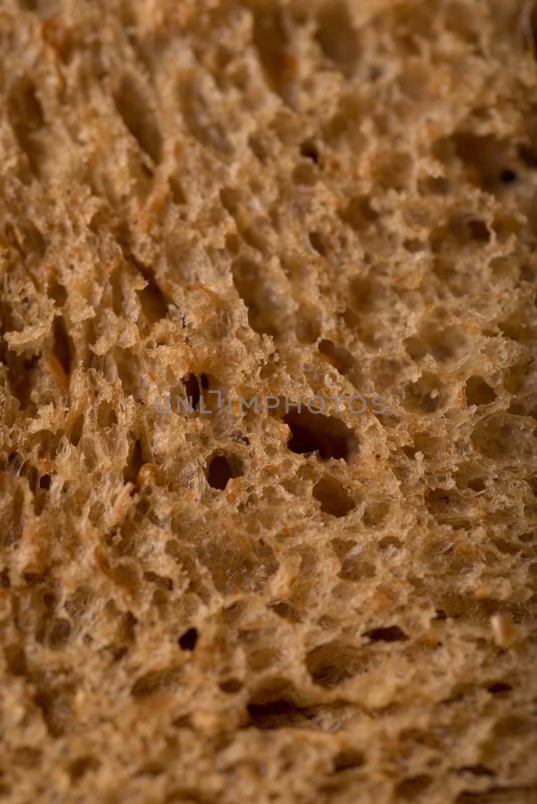 Wholegrain bread texture closeup in studio