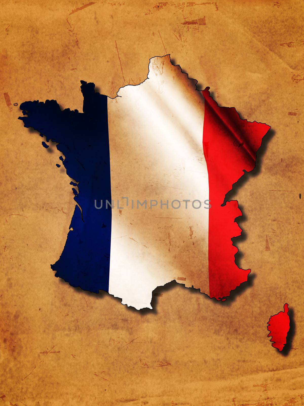 French map with flag by marinini