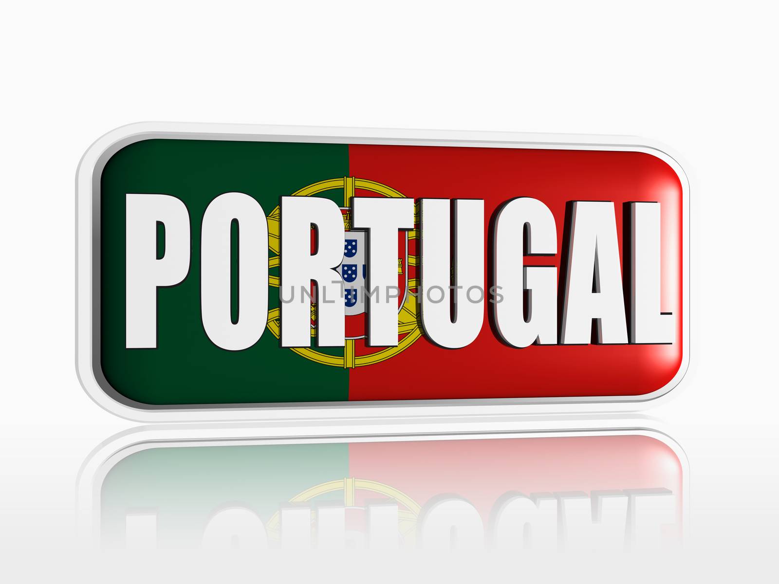 Portuguese flag 3d banner with white text