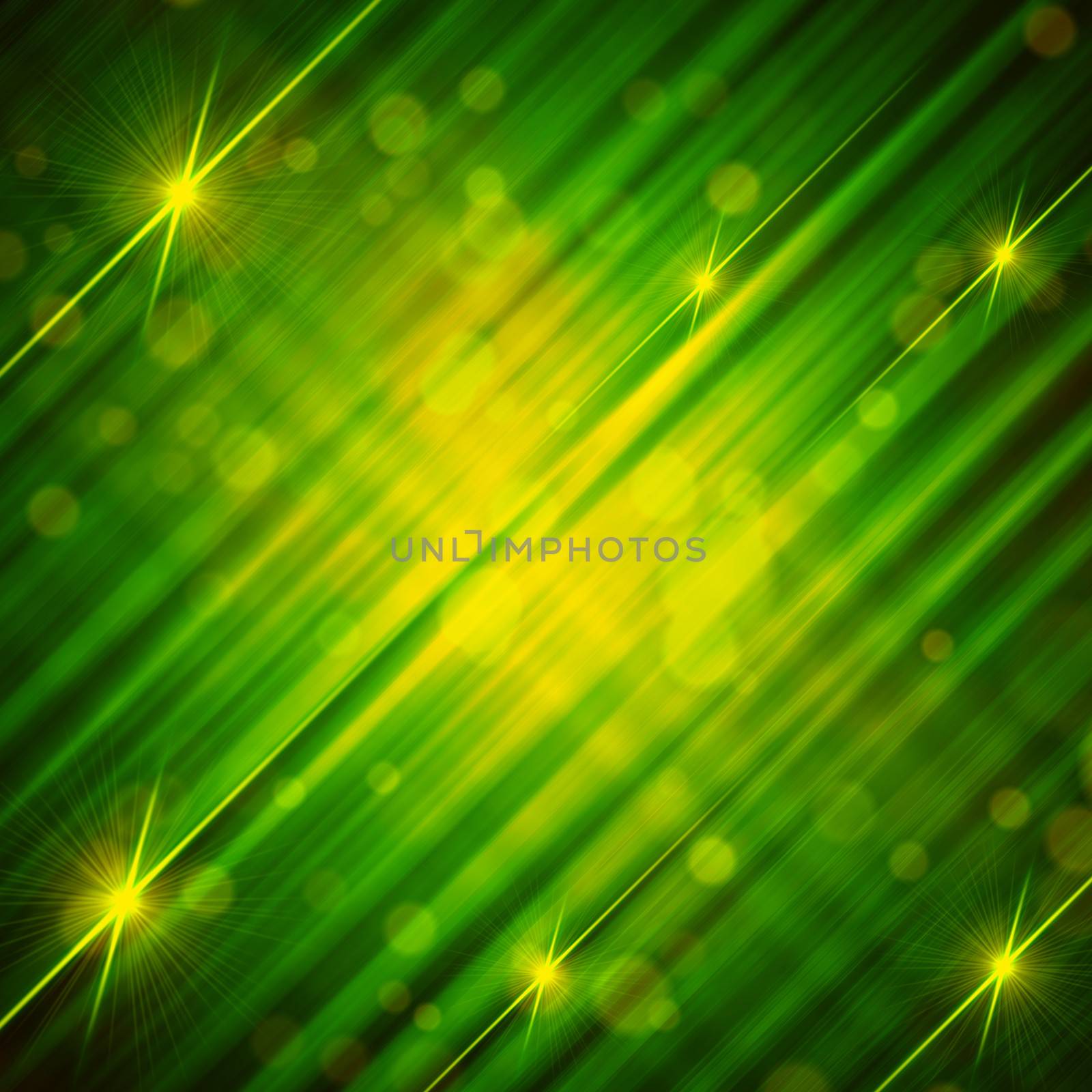 abstract green yellow background with shining lines and stars by marinini