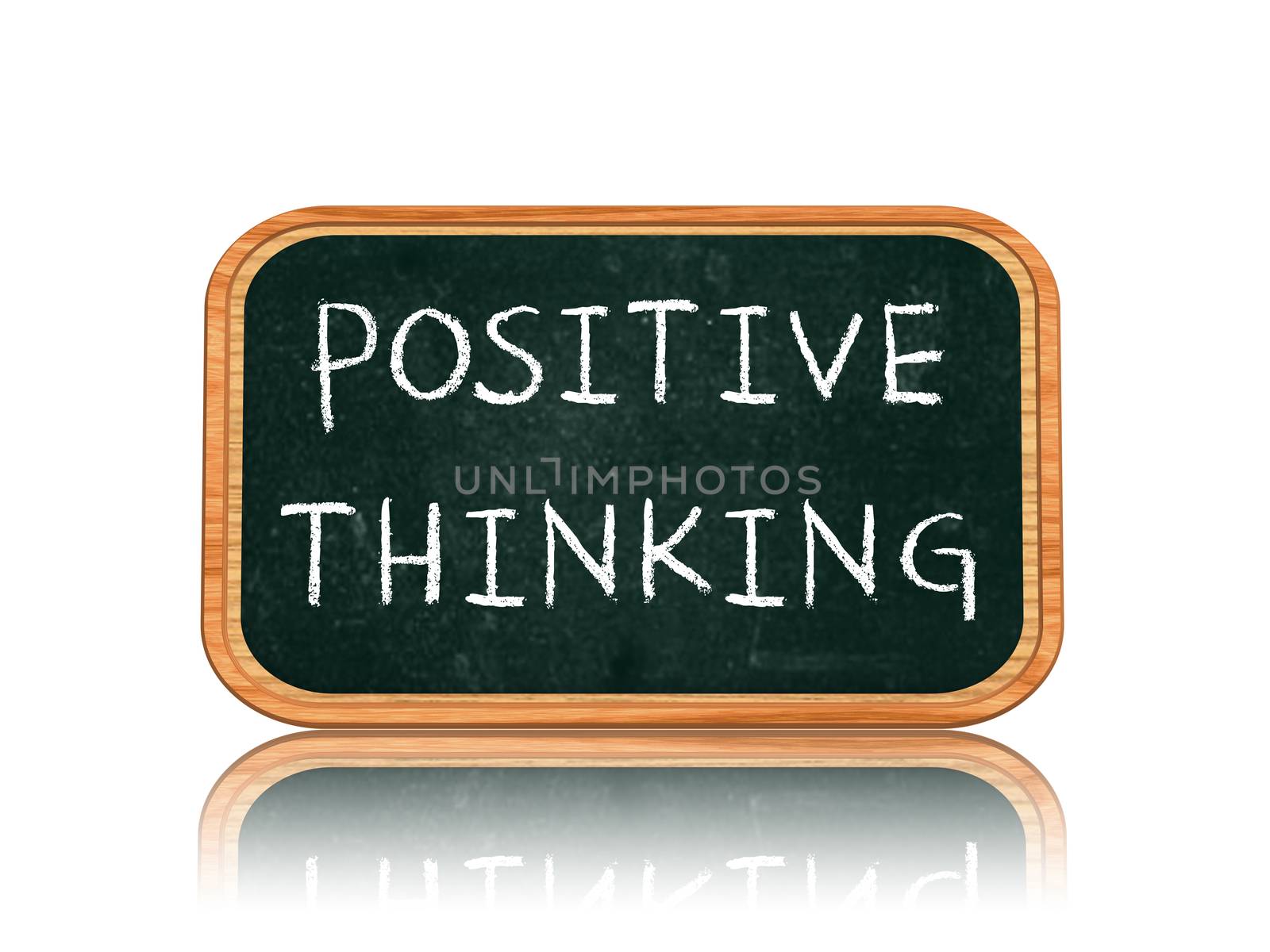 Positive thinking - 3d isolated blackboard banner with chalk text