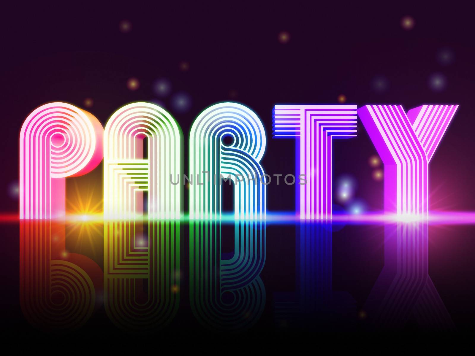 Party � retro poster with text and lights