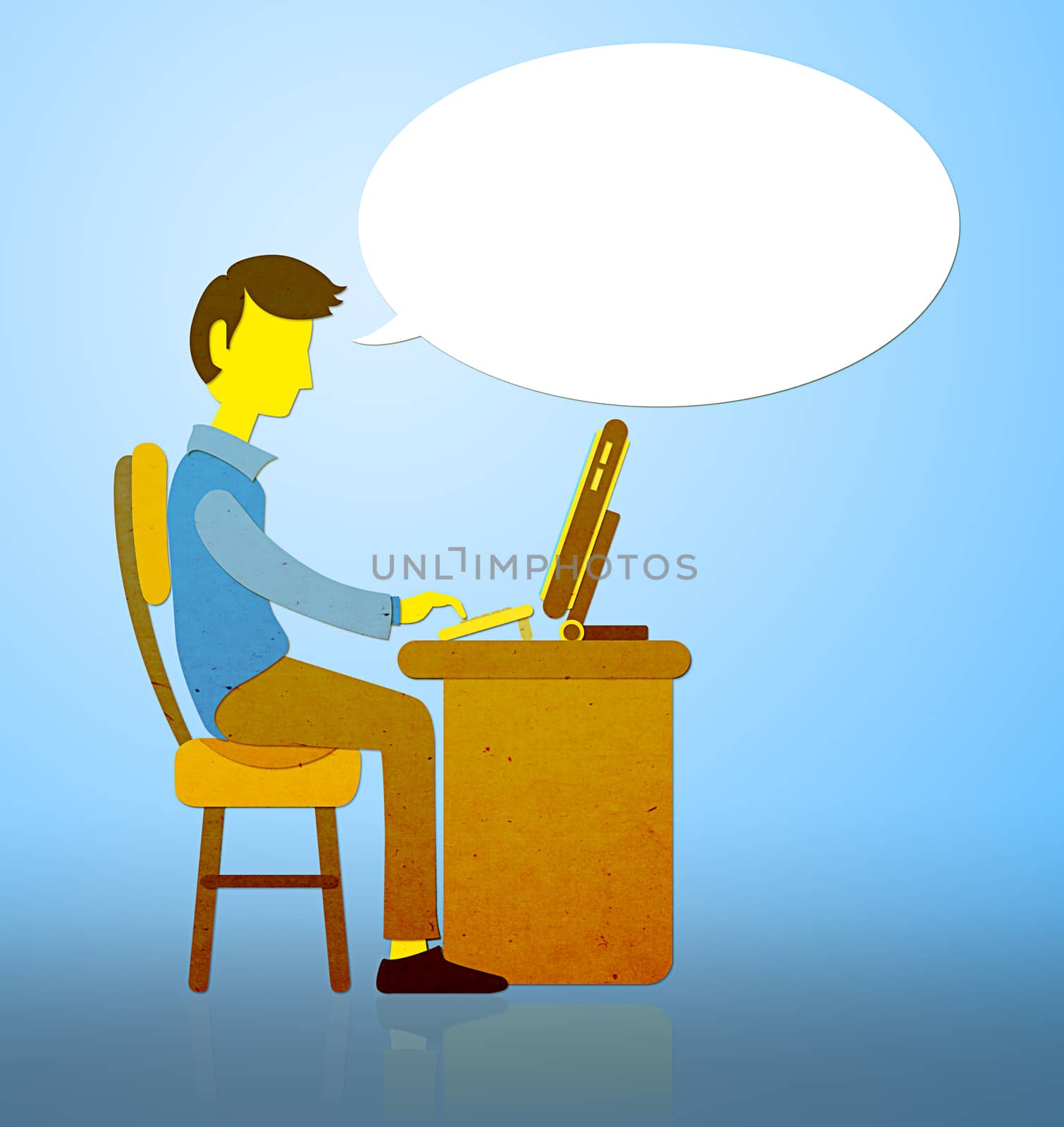 Illustrator of business concept , Office-man working with computer