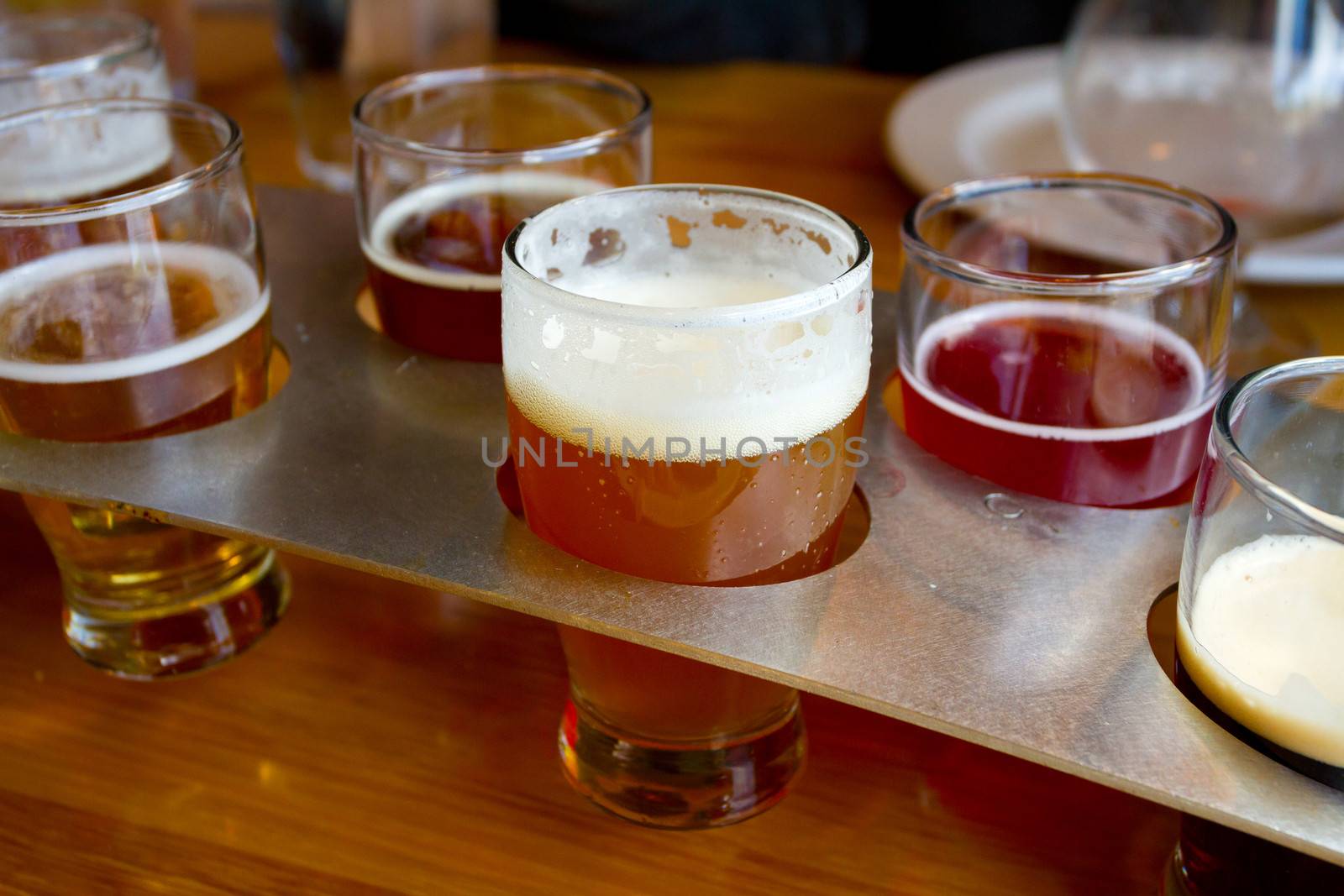 Beer Samplers at Brewery by joshuaraineyphotography