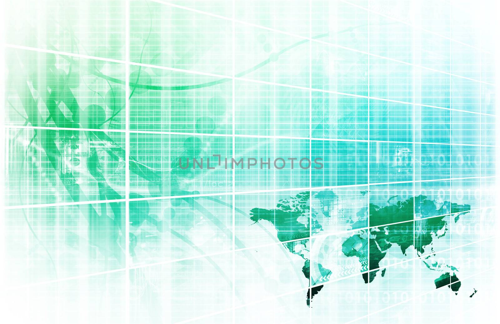 Business Technology Background with World Map Online