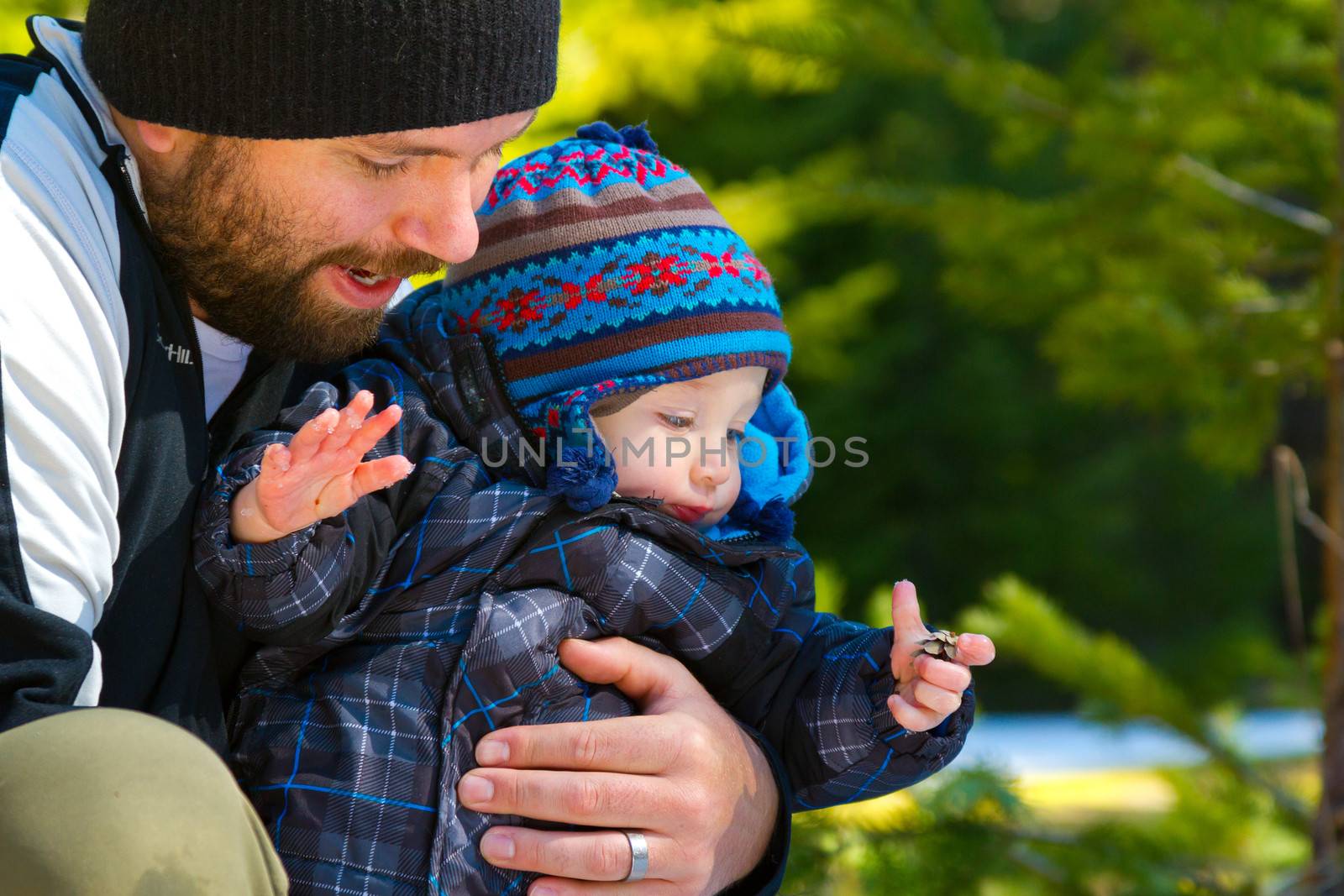 Father and Son in Forest by joshuaraineyphotography