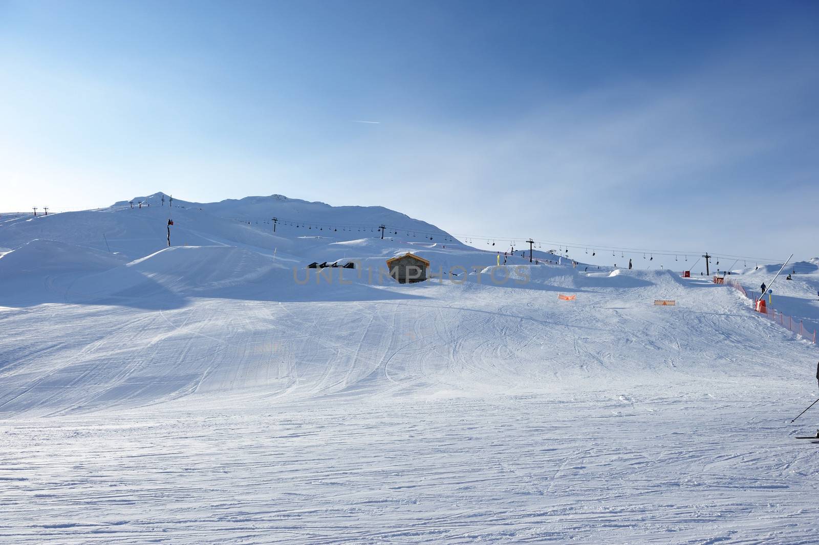 Mountains with snow in winter, Val-d'Isere, Alps, France