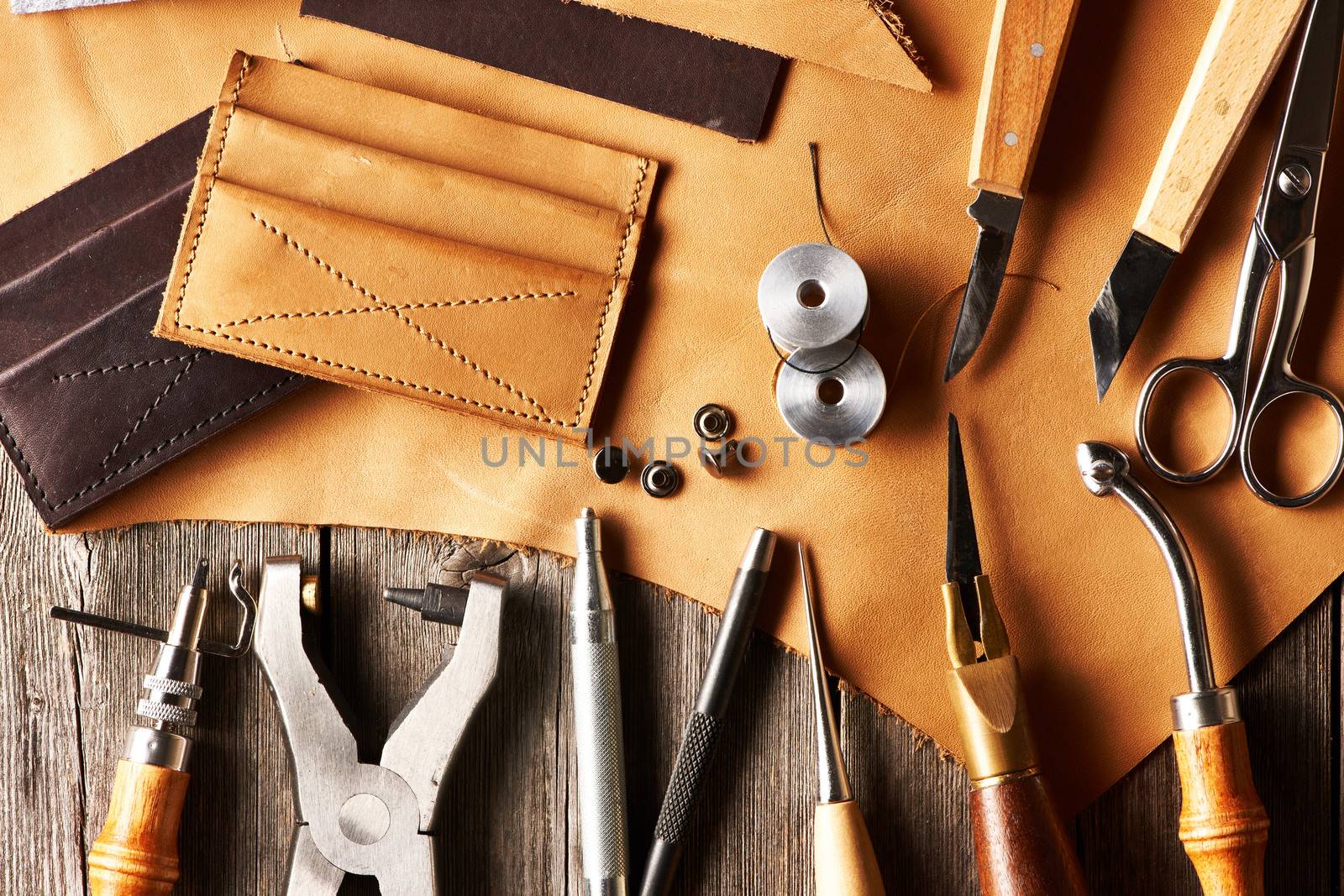 Leather crafting tools still life