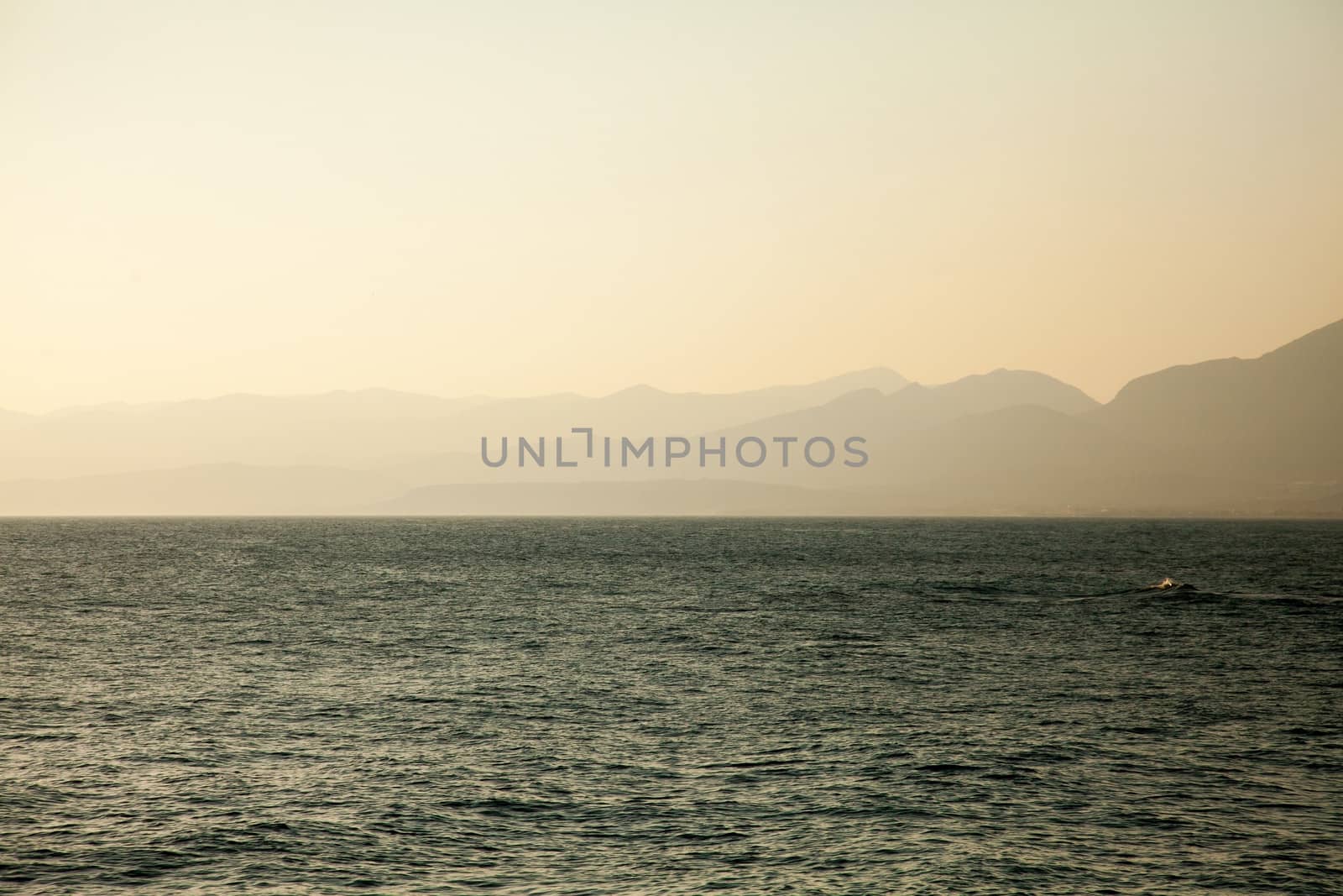 Mediterranean sea at sunrise, Crete island, Greece 