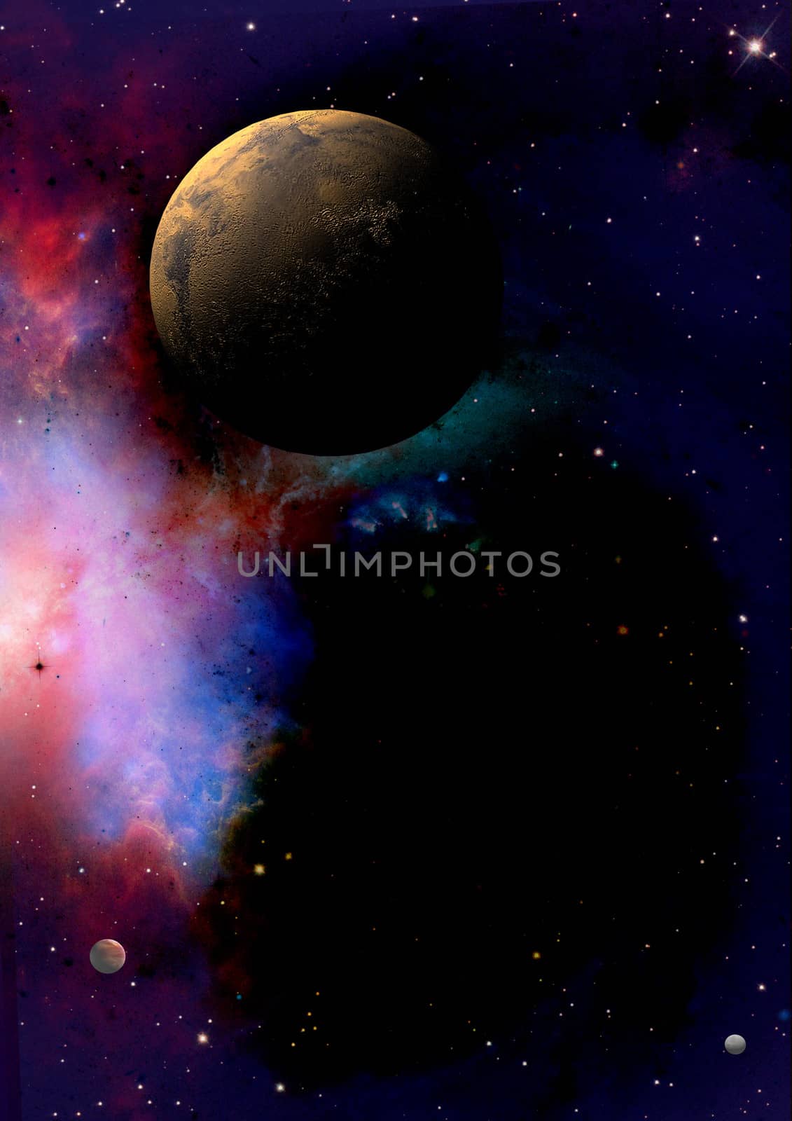Far-out planets in a space against stars. "Elements of this image furnished by NASA".